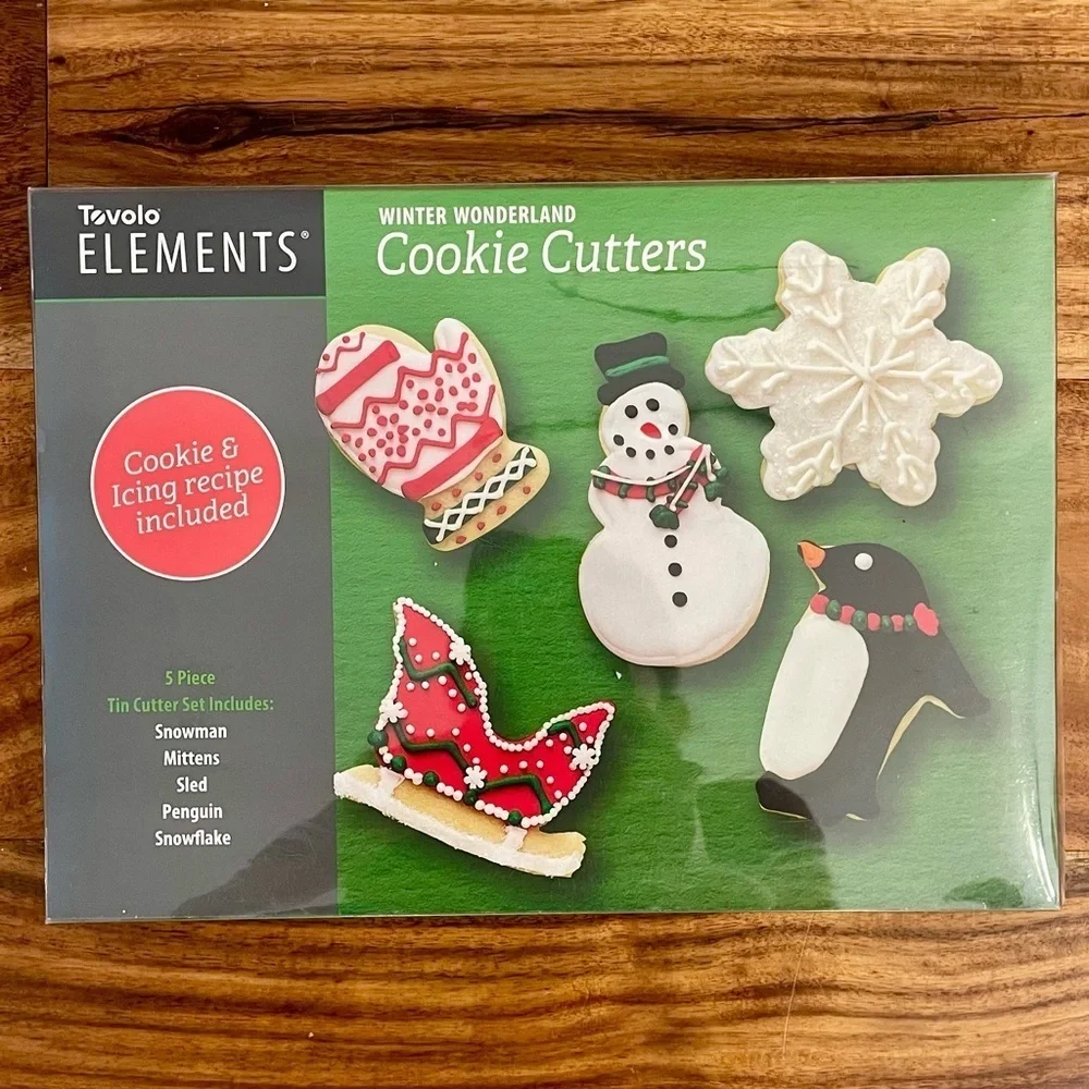 Holiday Baking Gift Set Cookie Cutters, Snowflake Cookie Stamp and Spatula New.